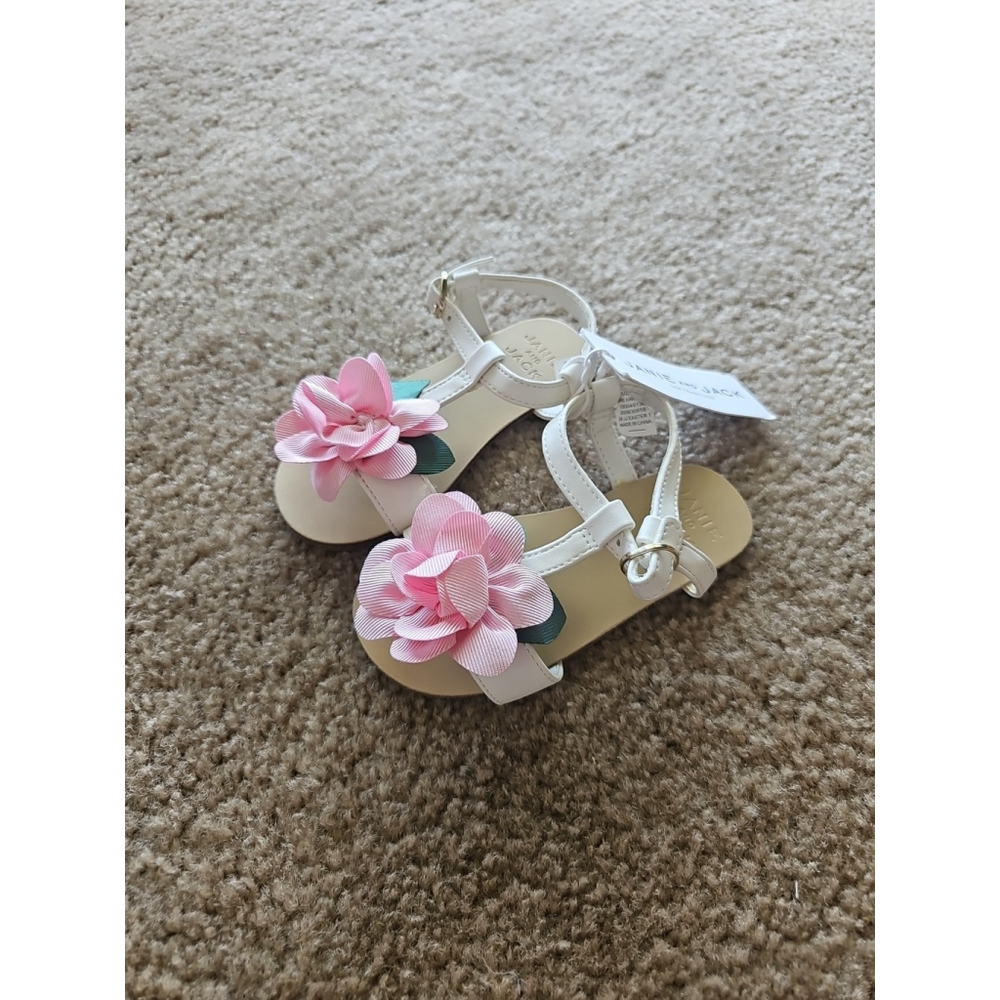 Janie and Jack Girls Pink Flower Sandal Size 7